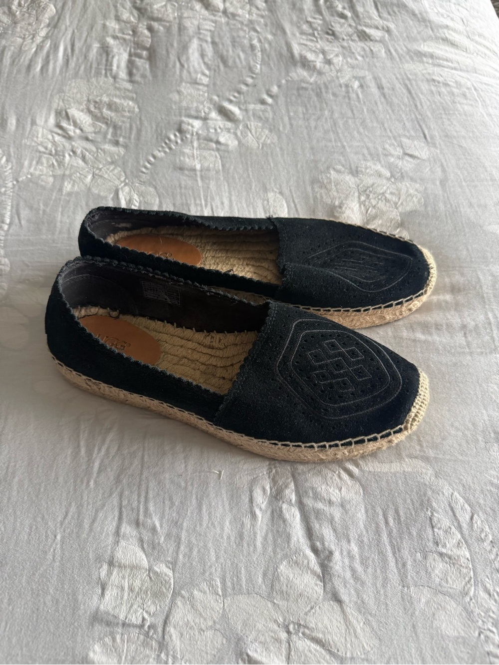 UGG Black Suede Espadrille Slip-Ons